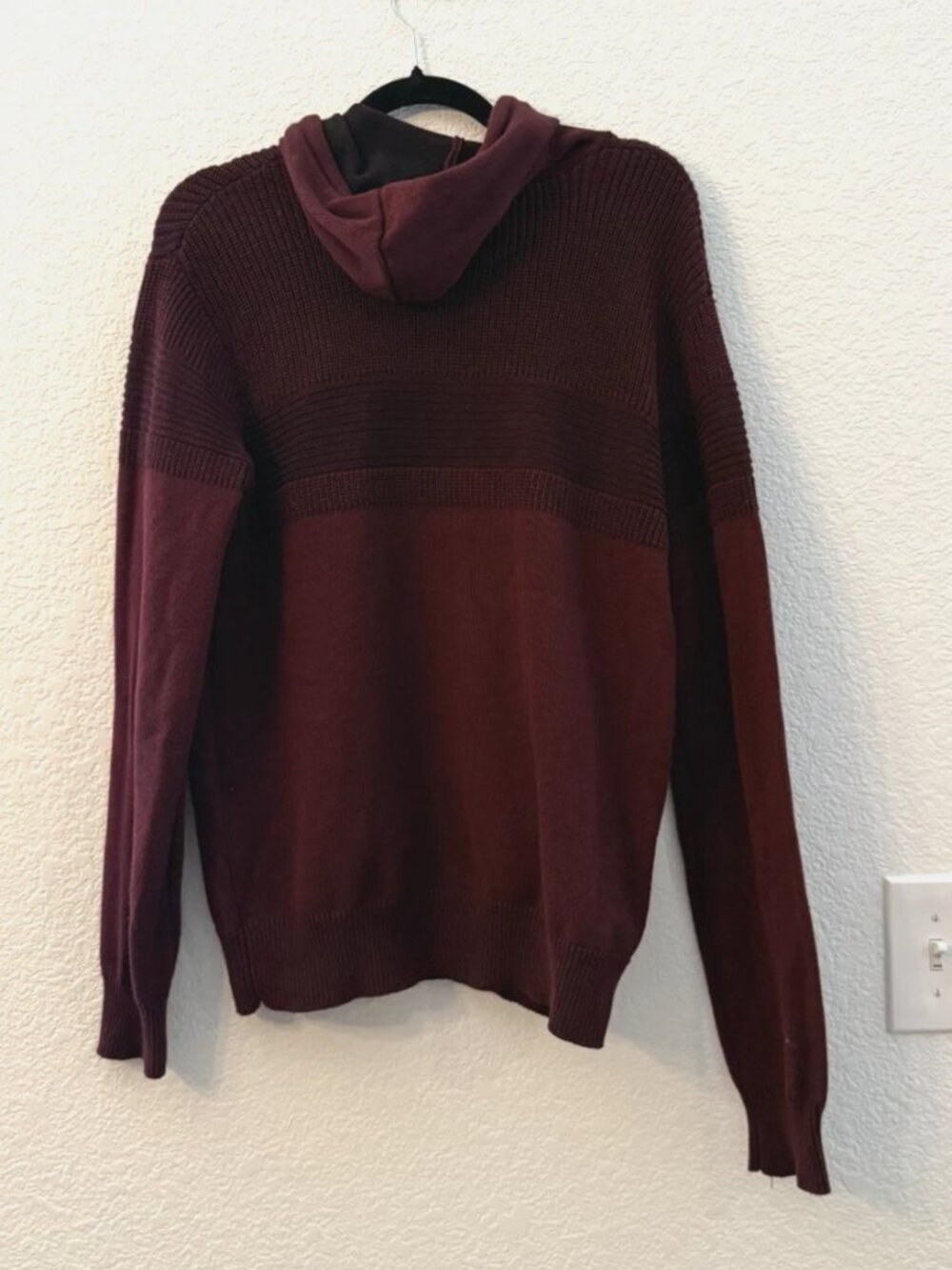 Nick Danger Hoodie - Mens L - Red Waffle Knit Hooded Pullover Sweater Sweatshirt - Picture 3 of 8